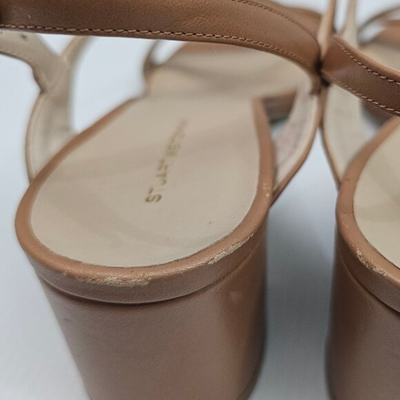 Stuart Weitzman Oasis 50mm Sandal Womens 8.5 Tan Leather Strappy Slingback Heel - Picture 10 of 16